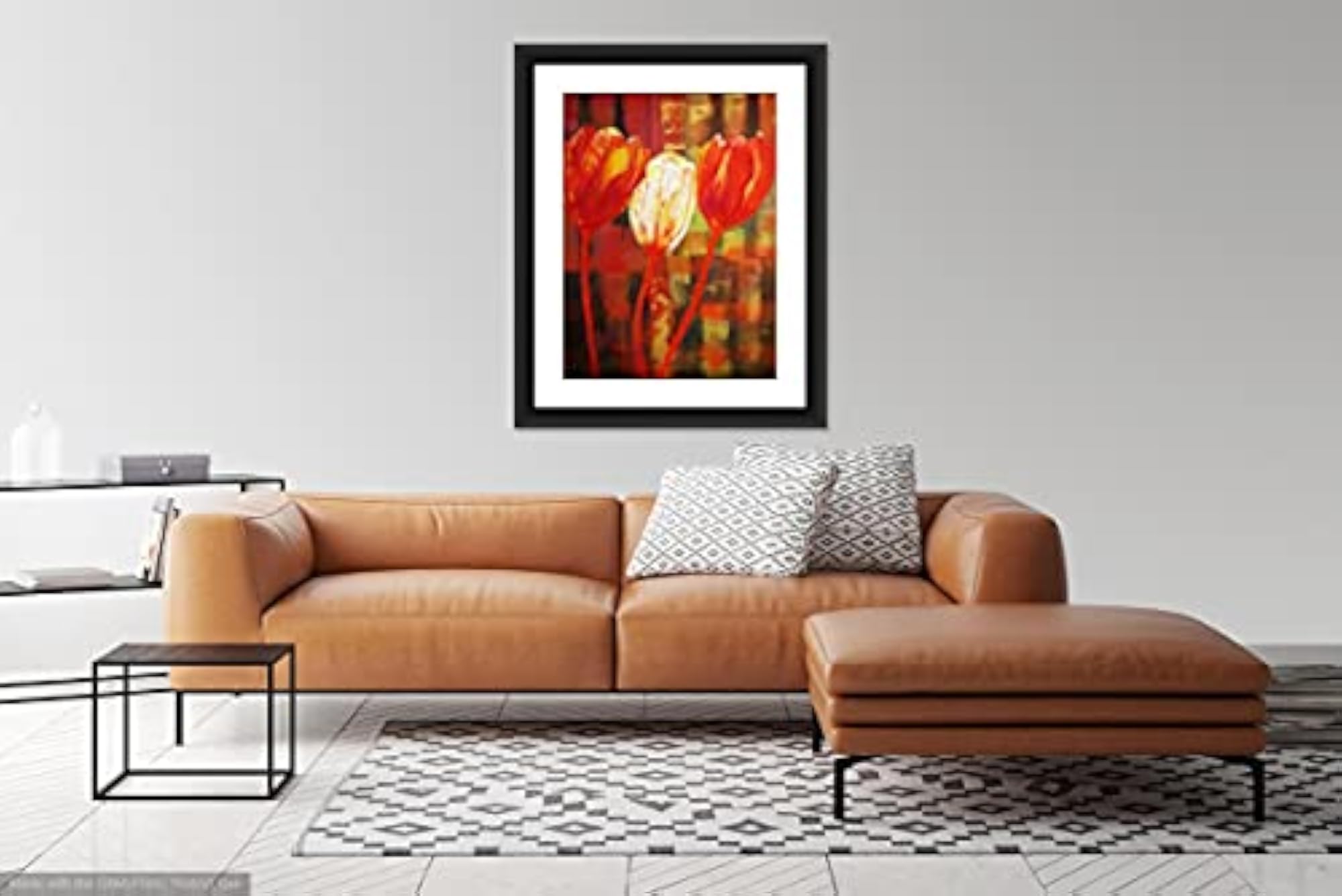 Digital Reprint Tulip Flowers Framed Wall Art Canvas